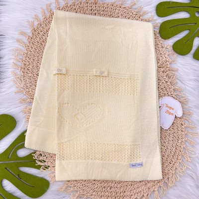Manta de Linha Coração Dois Laços - Amarelo